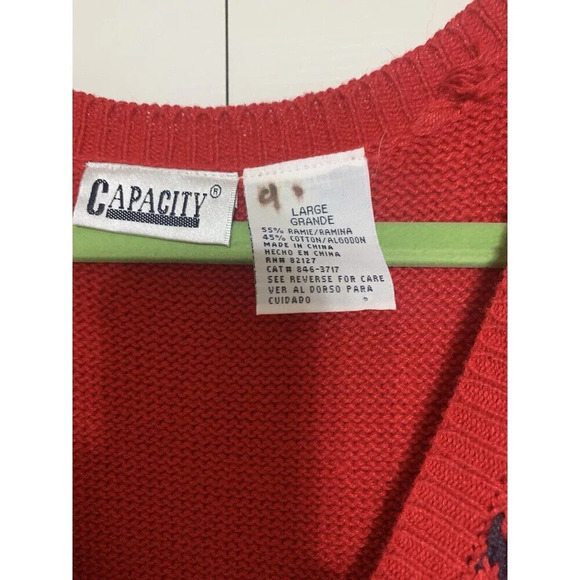 Vintage Capcity Cottage Core Americana Cardigan Sweater Vest L (A65) - Picture 4 of 6